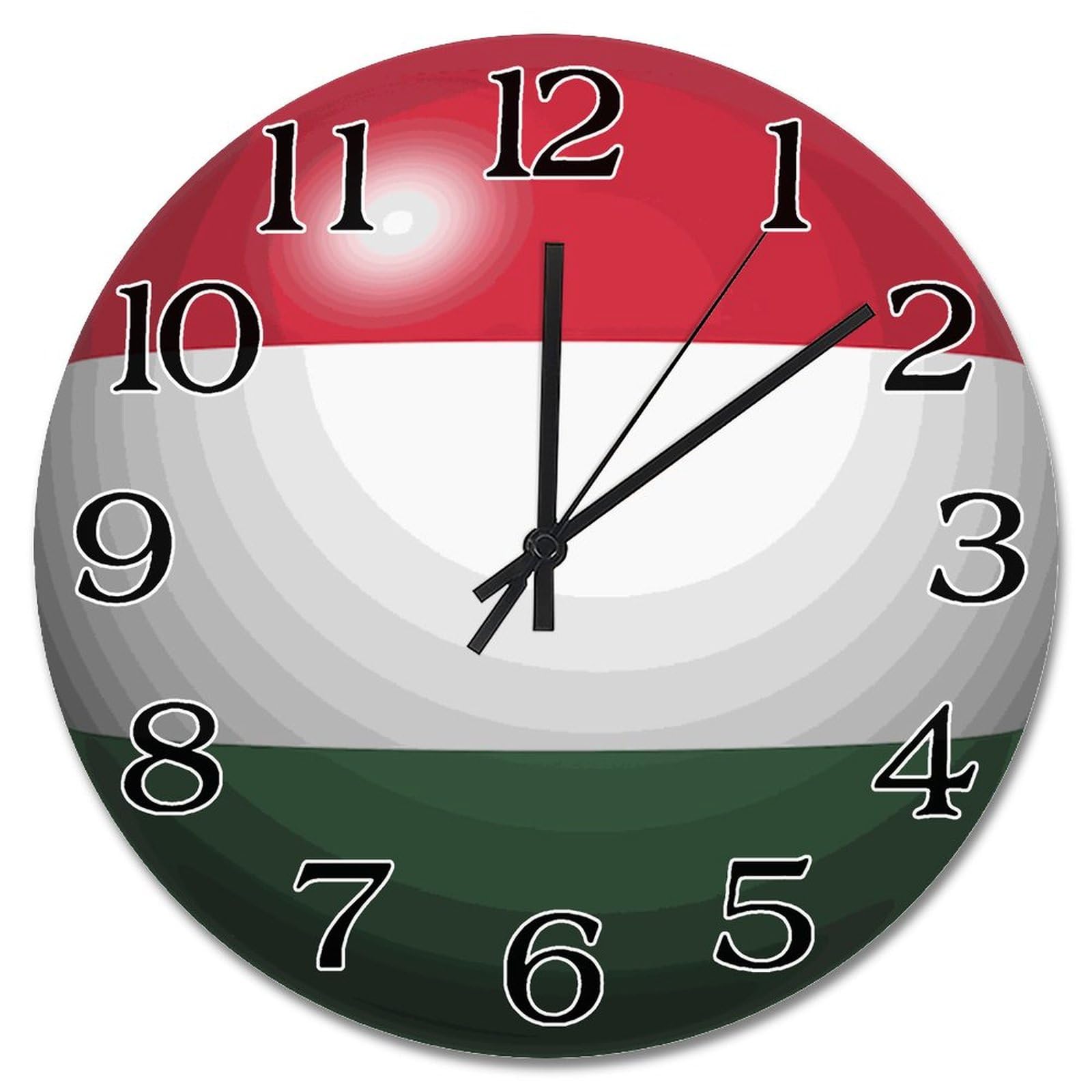 Horloge silencieuse bois drapeau Hongrie effet 3D vintage