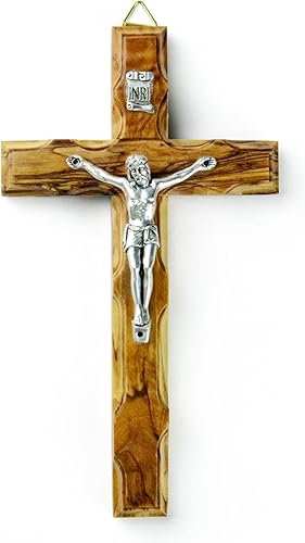 Miniatura 1 de Cruz de pared de crucifijo, cruz de madera de olivo de tierra santa con borde festoneado de Israel, cruz colgante para decoración del hogar, arte de