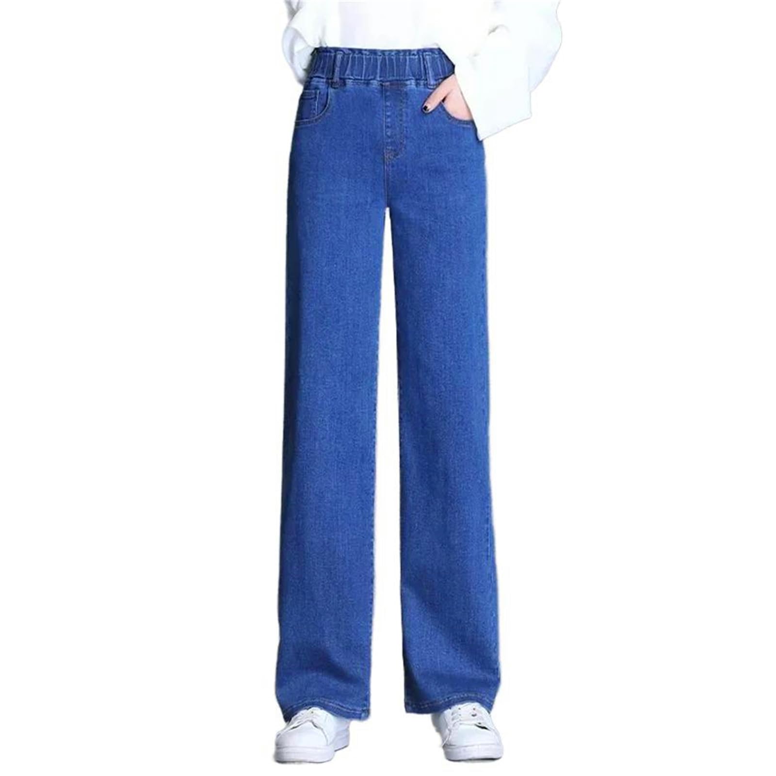 Pantalones Vaqueros para Mujer Tiro Alto Rectos Pantalones Casuales Coreano Jeans para Mujeres