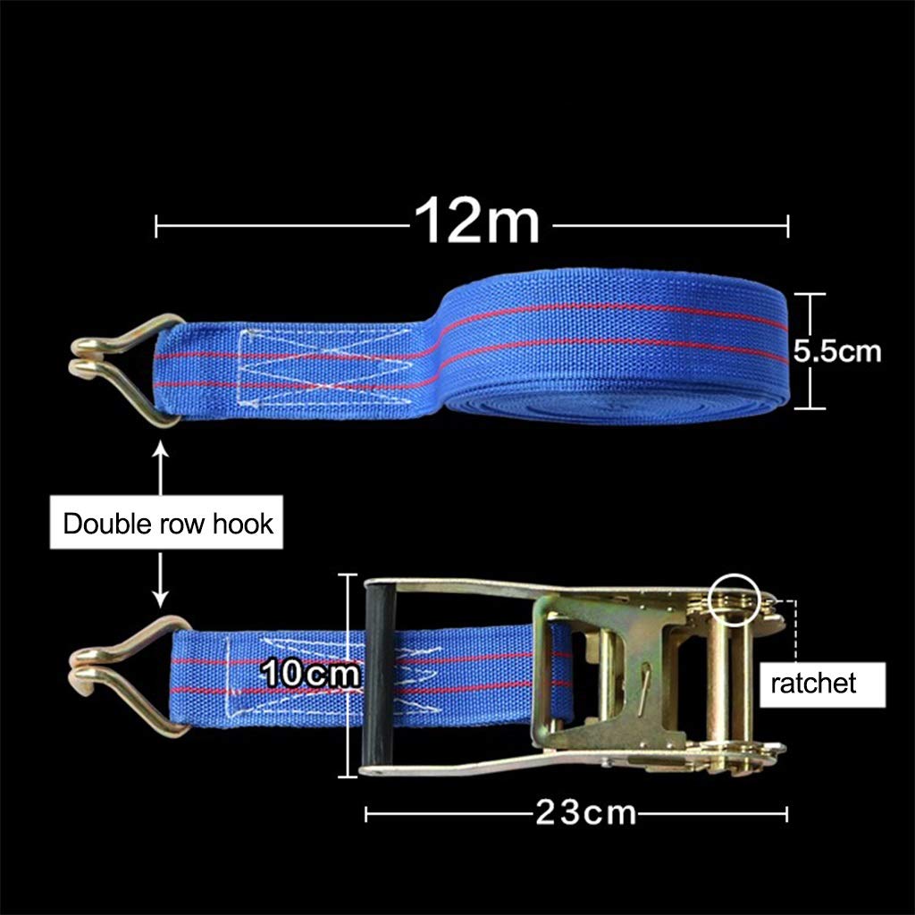 Correas de Amarre 5, cm Ancho, 10 m, Capacidad tracción 800 kg, Correas trinquete Resistentes for Cinturones Carga agrupados con Grandes(15m)
