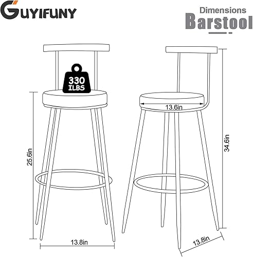 Miniatura 3 de Juego de 2 taburetes de bar, taburetes de piel sintética, patas de metal dorado, silla de desayuno para isla de cocina, bar en casa, pubcomedor,