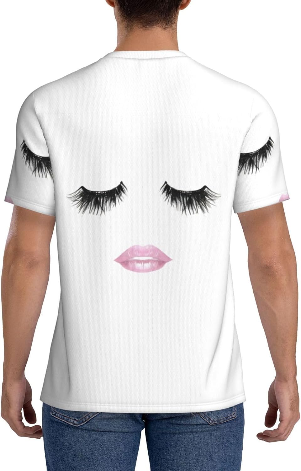 Eyelash Lip White Print Men's Football Jersey Breathable Training Match Soccer Shirt Athletic Casual Wear