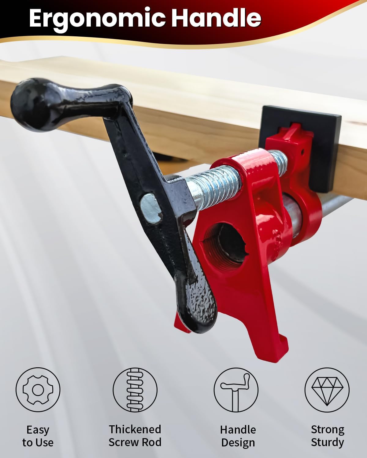 Pipe Clamps 3/4 inch Pipe Clamps for Woodworking Ideal for Carpentry, Home Improvement, and DIY Projects (3/4" with Feet & Pads)