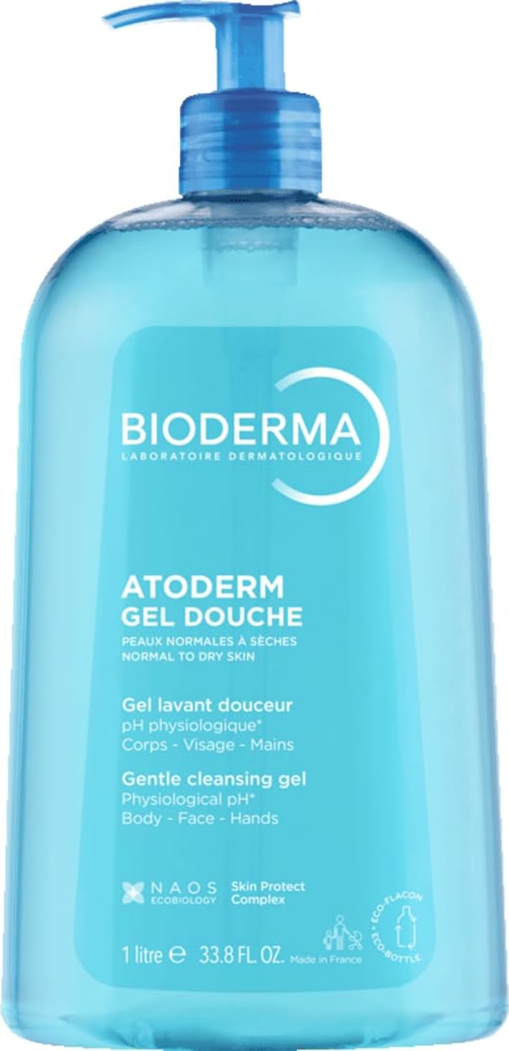 Bioderma Atoderm Shower Gel - Body Wash for Normal, Dry & Sensitive Skin, Gentle Cleanser that Softens & Protects Skin, Soap Free, Subtle Fragrance - 1L