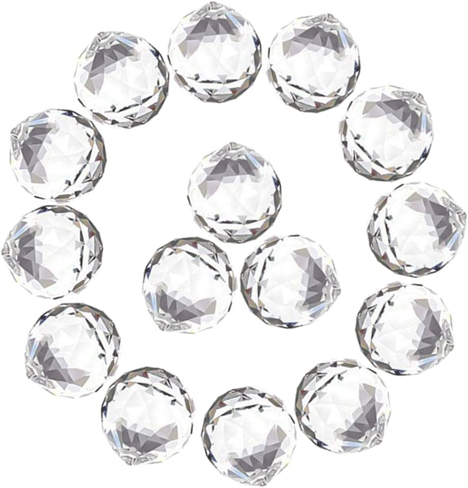 MerryNine 30mm/1.18" 15 Pack Crystal Ball Prism Sun Shine