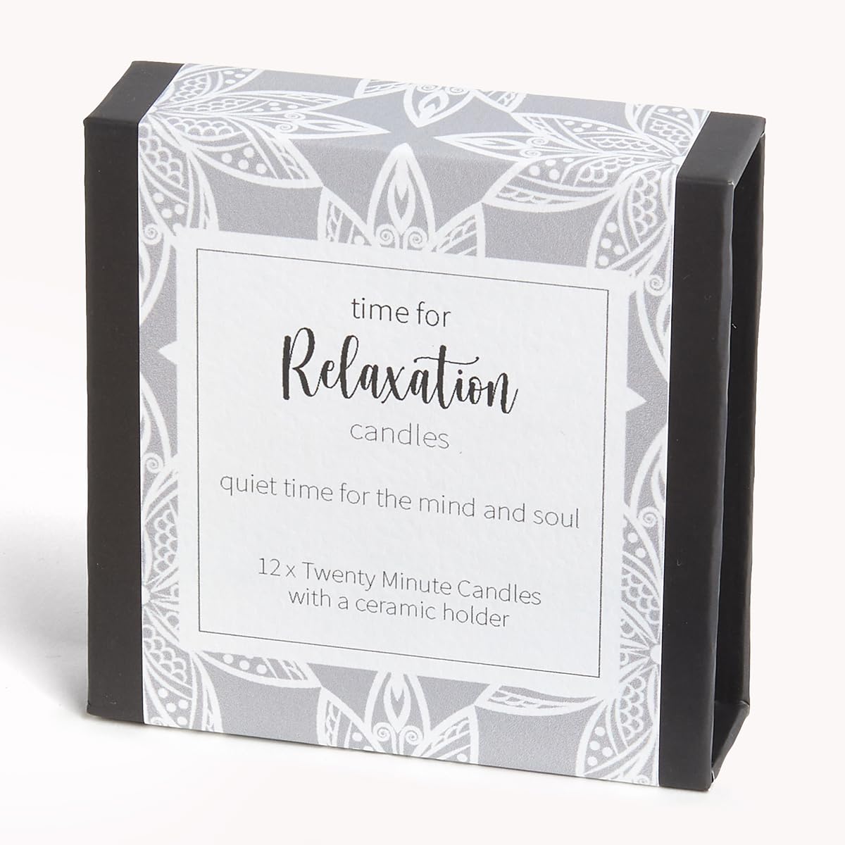 Cotton & Grey Natural Time For Relaxation Candles (Wrap) By - 12 Pure Beeswax Twenty Minute Candles With Ceramic Holder