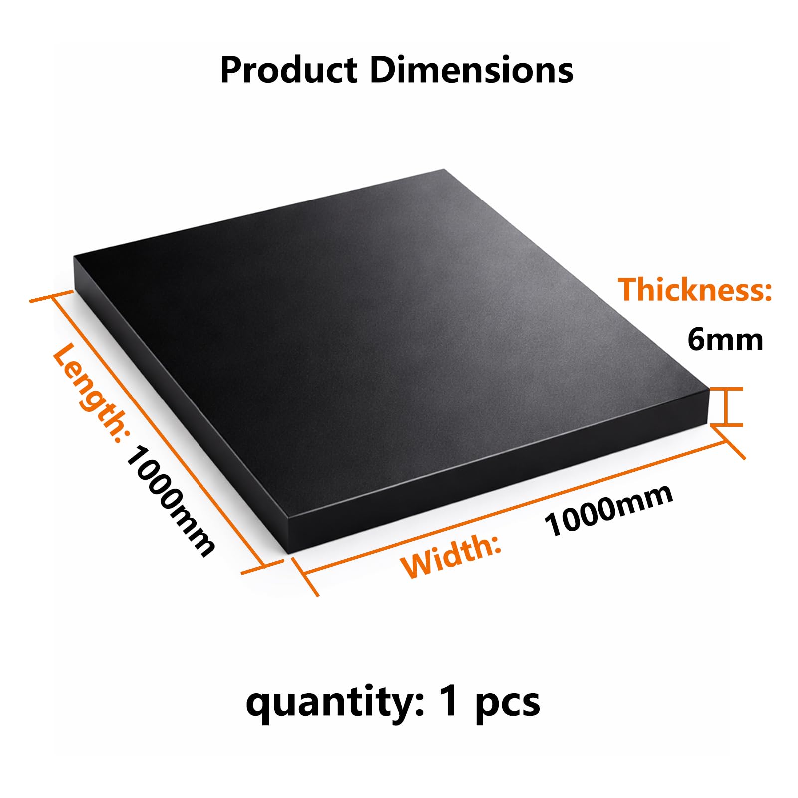 Pannello ABS Plastica Nera 1000 x 1000 mm Resistente Rigida Lastra Styrene Foglio Plastica Opaco per DIY Bricolage Modellismo Montaggio Progetti Officina,1000mm*1000mm*6mm