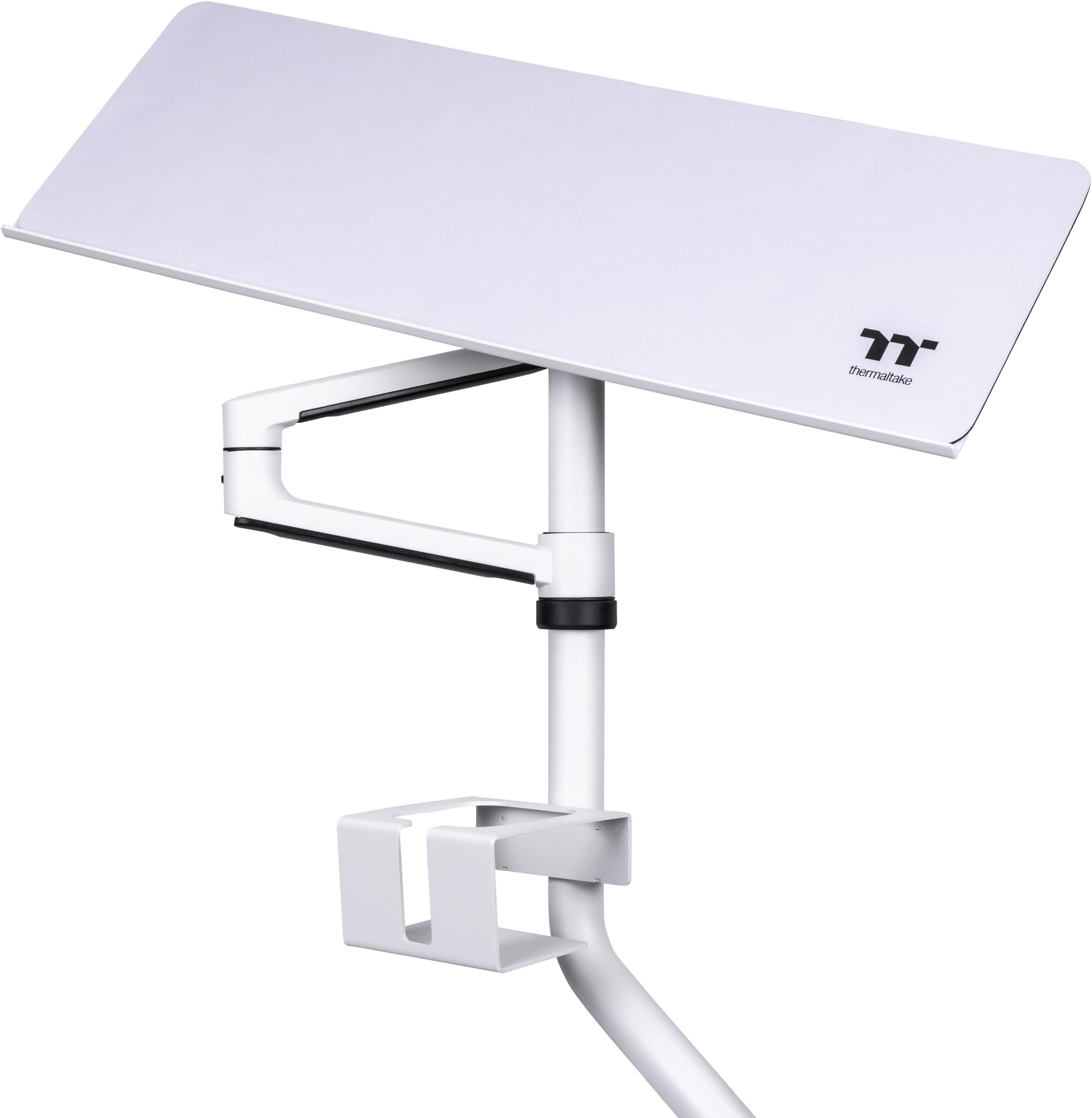 Keyboard & Mouse Tray; 3 Axis Horizontal Rotation; Adjustable Tilt and Height, Tilt, and Angle; Cup Holder; Mouse Pad Included; GR500 & GF500 Compatible; Snow; GSC-ACC-KBASWH-01