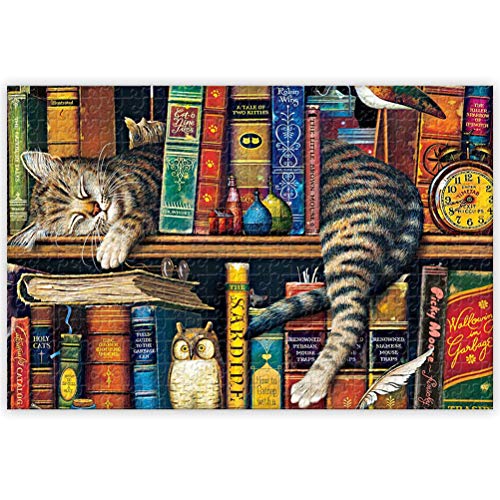 ZARQ Puzzle 1000 Teile, Katzenpuzzle Puzzleteile Puzzle für Erwachsene Jugendliche Brain Challenge Lustige Familienspiele Puzzle Katze Haus Dekoration Cover