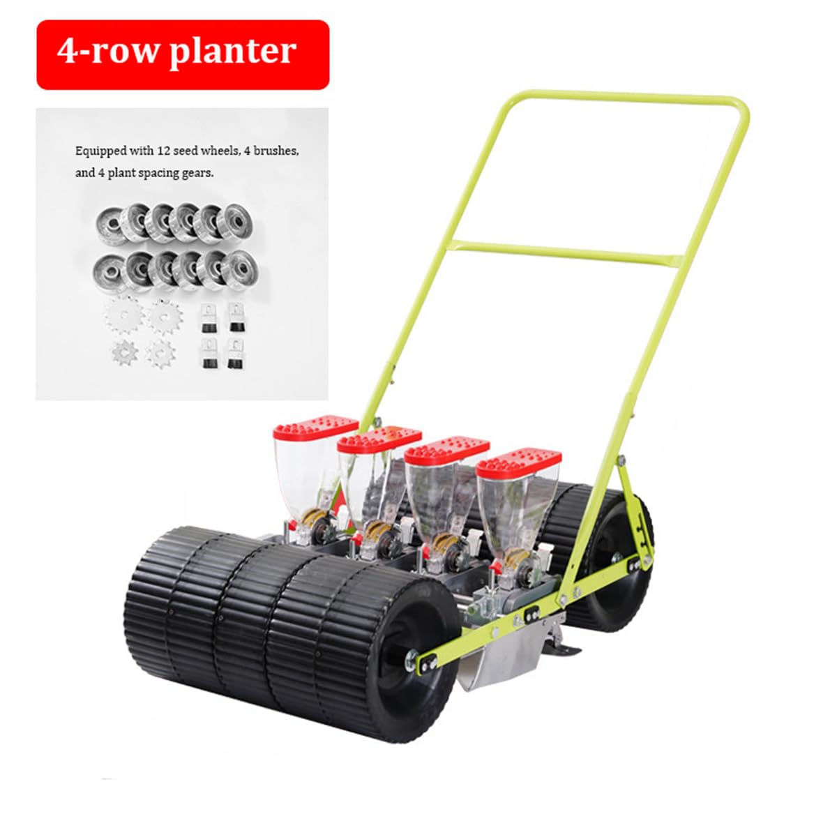 Sembradora manual de jardín, máquina de siembra con rodillo de empuje manual para plantar en hileras de precisión, adecuada para maíz, soja, cacahuetes y algodón