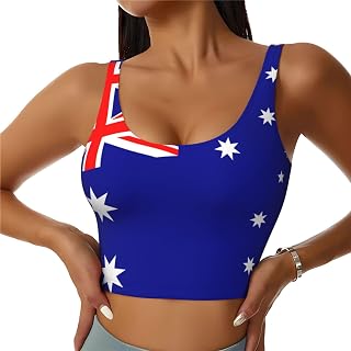 Australian Flag Printed Women's Fitness Yoga wear with Detachable Bra, Suitable for Dance Pilates Aerobic Running