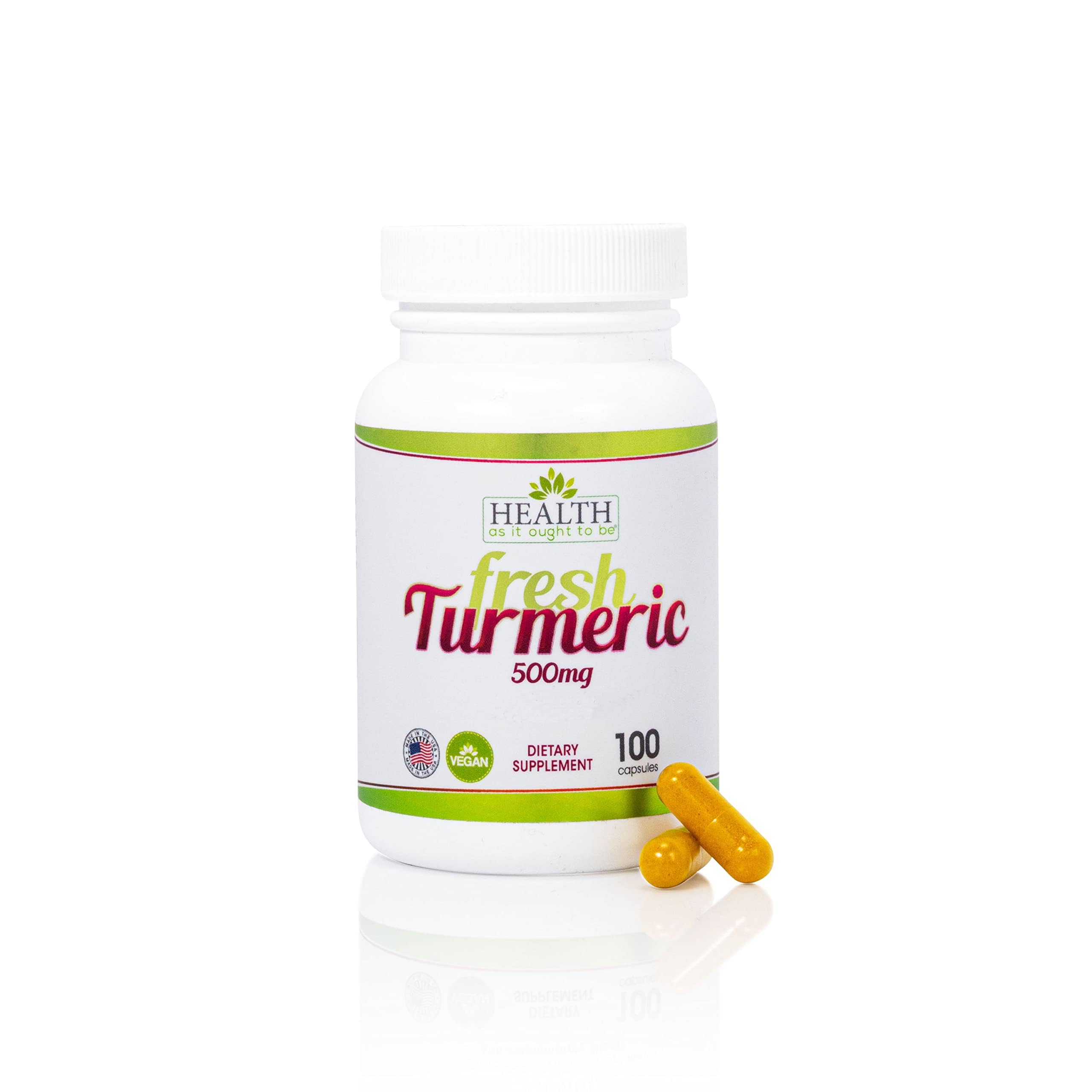 Fresh Turmeric 500 mg - 100 Capsules Standardized Extract for Optimal Effect