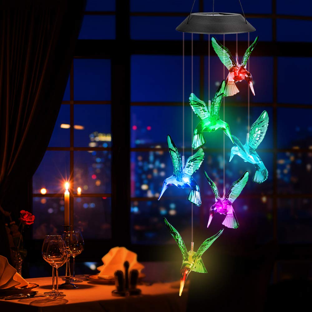 Campanelli A Vento Da Giardino Con Colibrì E Vetro Colorato – Decorazione Esterna/interna, Suono Profondo, Regalo Originale - 3