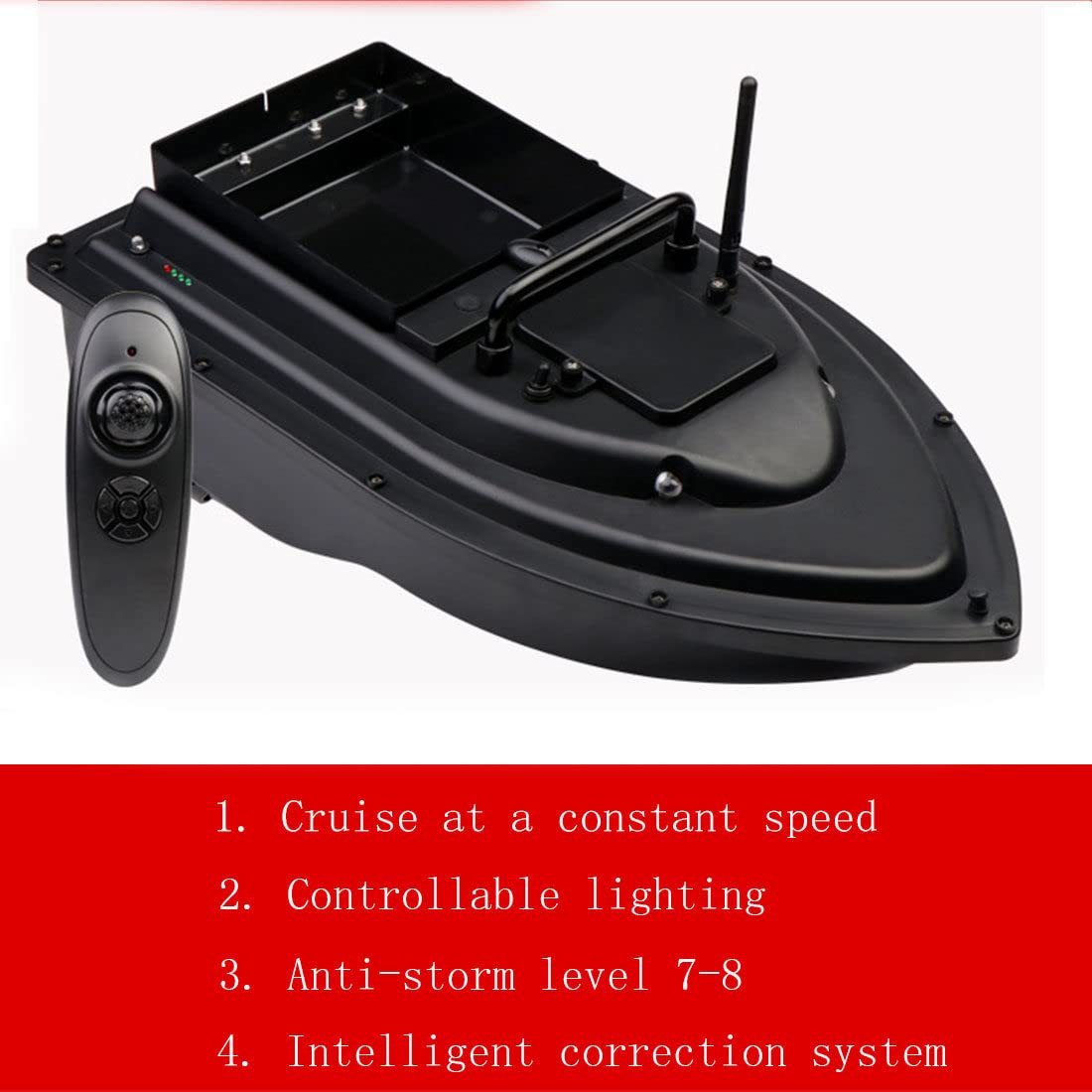 Barco de cebo con control remoto con alcance de 500 m, retorno automático y resistencia a las olas del viento para una pesca eficiente