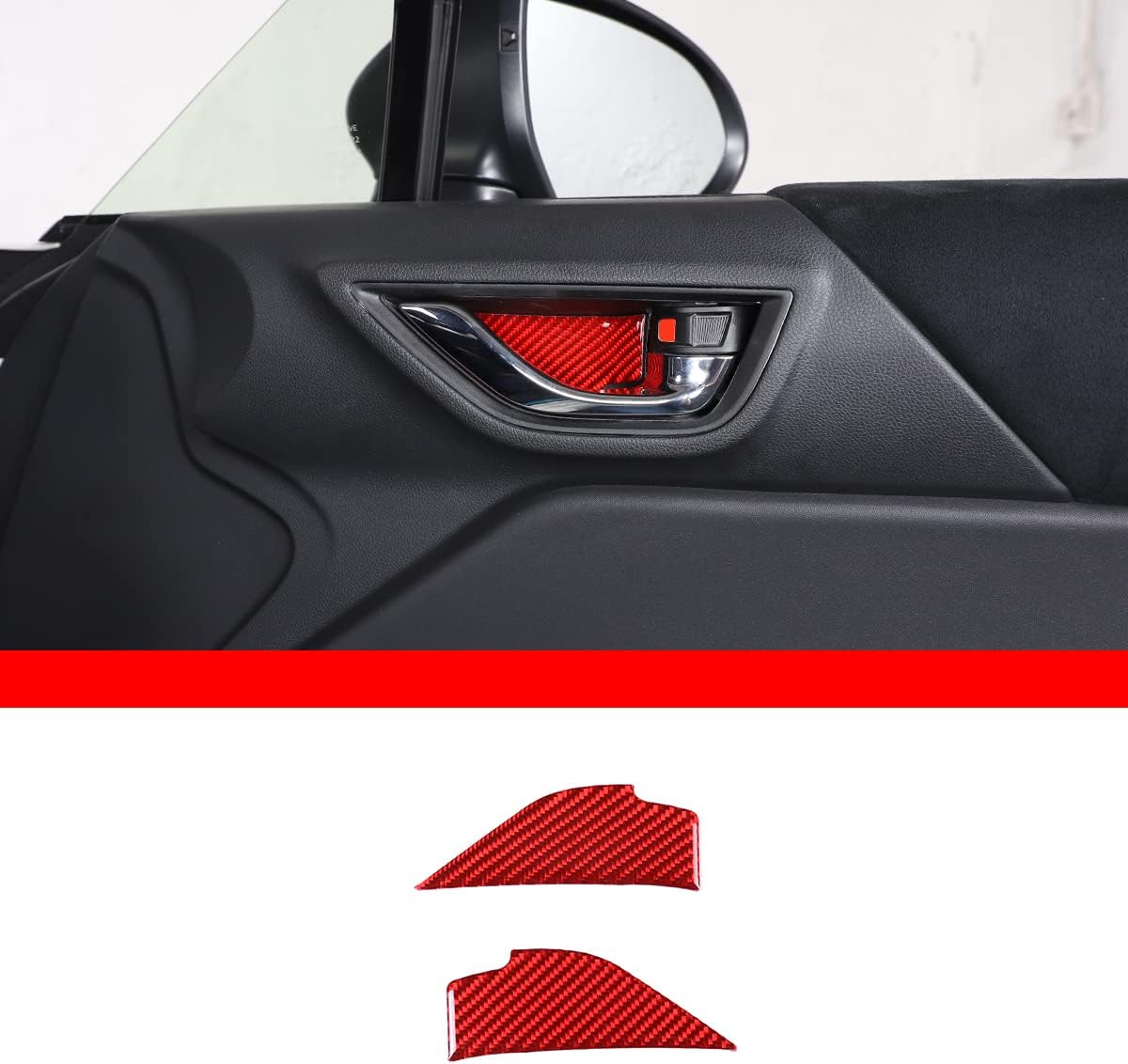 Inner Door Handle Cover Trim Compatible with Subaru BRZ ZD8 2022 Soft Carbon Fiber 2PCS Inner Door Handle Panel Anti-Scratch Protection Sticker Trim (Red Carbon)