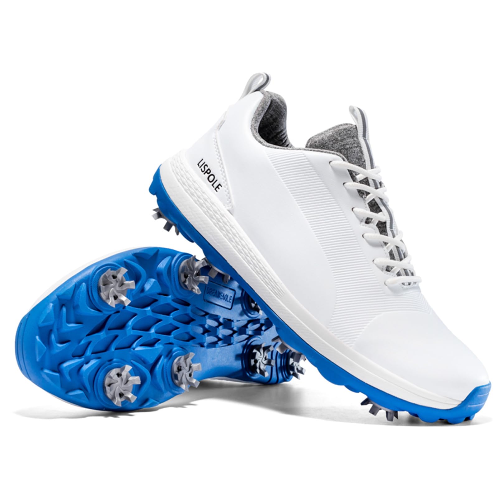 EHQZN Spikes Golf Shoe Men Comfortable Comfortable Mens Golf Shoes No-Slip Golf Shoes for Men White Blue