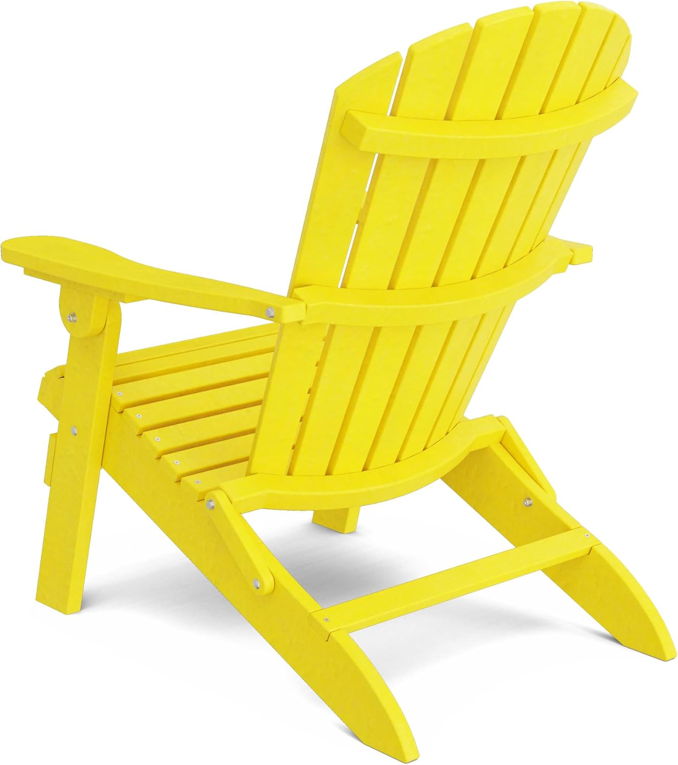 Wildridge Heritage Folding Adirondack Chair, Lemon Yellow - Outdoor Weather Resistant Recycled Plastic Furniture for Patio