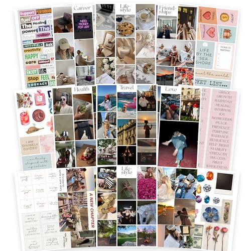 Image of CodersParadise Manifestation Kit 2026 Vision Board - 16 A4 Sheets (250+ Elements) with Daily Affirmations & Life Goals Quotes - Aesthetic Wall Art for Bedroom, Motivation & Dream Life Manifestation