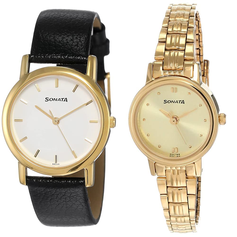 Sonata Unisex Leather Analog Couples Small Dial Watch (Nj7987Yl02W+8096Ym02C) | Rakshabandhan Gifts, Band Color-Assorted (B07VLNYTDC) Amazon Price History, Amazon Price Tracker