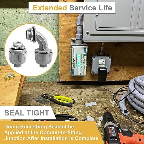Liquid Tight Conduit and Connector Kit, 1 Inch Electrical Conduit Type B,100ft, Flexible Nonmetallic Conduit with Straight and Right Angle Conduit Connector, UL Listed