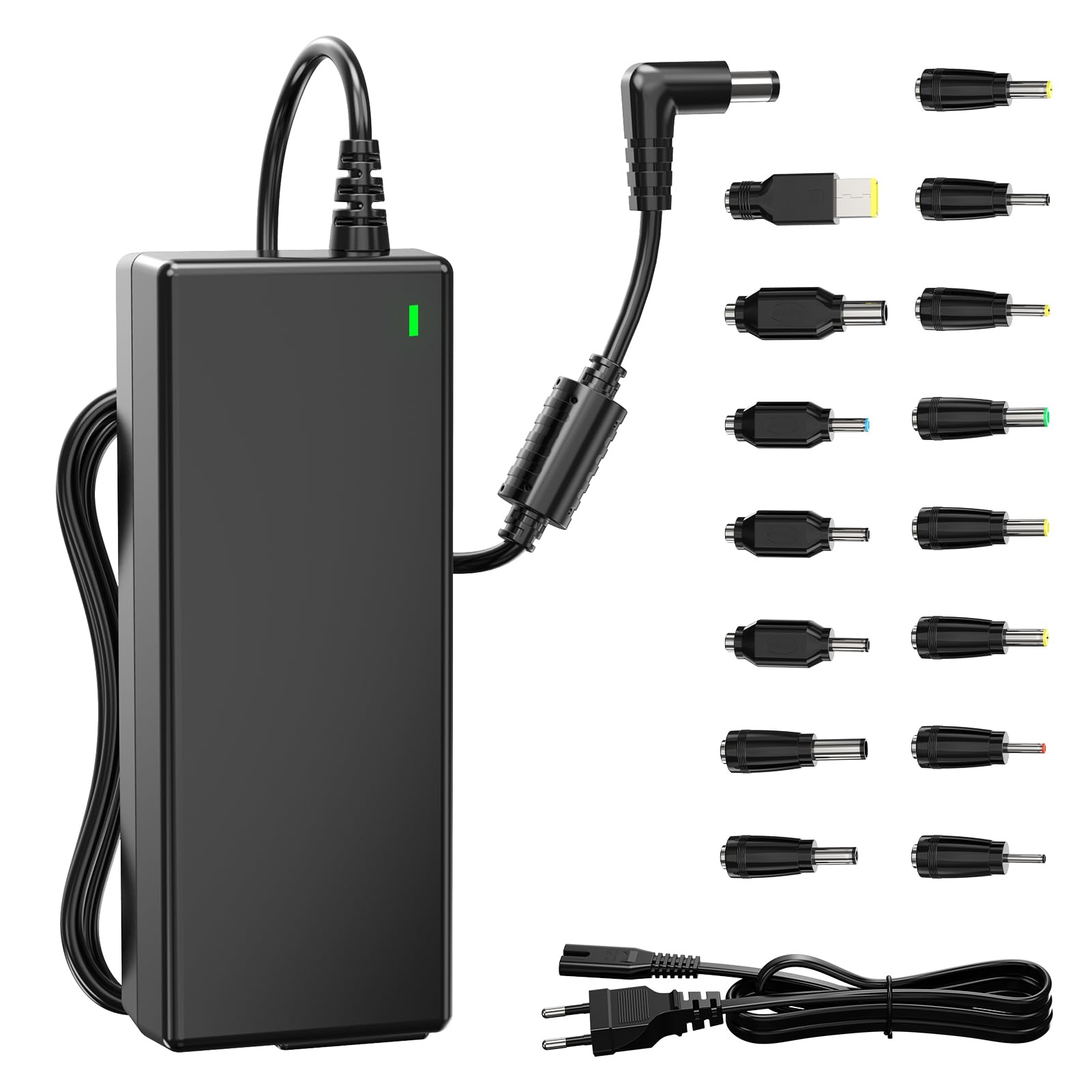 90W Caricatore Universale Notebook per PC Portatile – Compatibile con HP, ASUS, Lenovo, Dell, Acer, Toshiba, Sony, Samsung – 18.5V-20V, 4.74A Max, 15 Connettori (Senza USB-C)