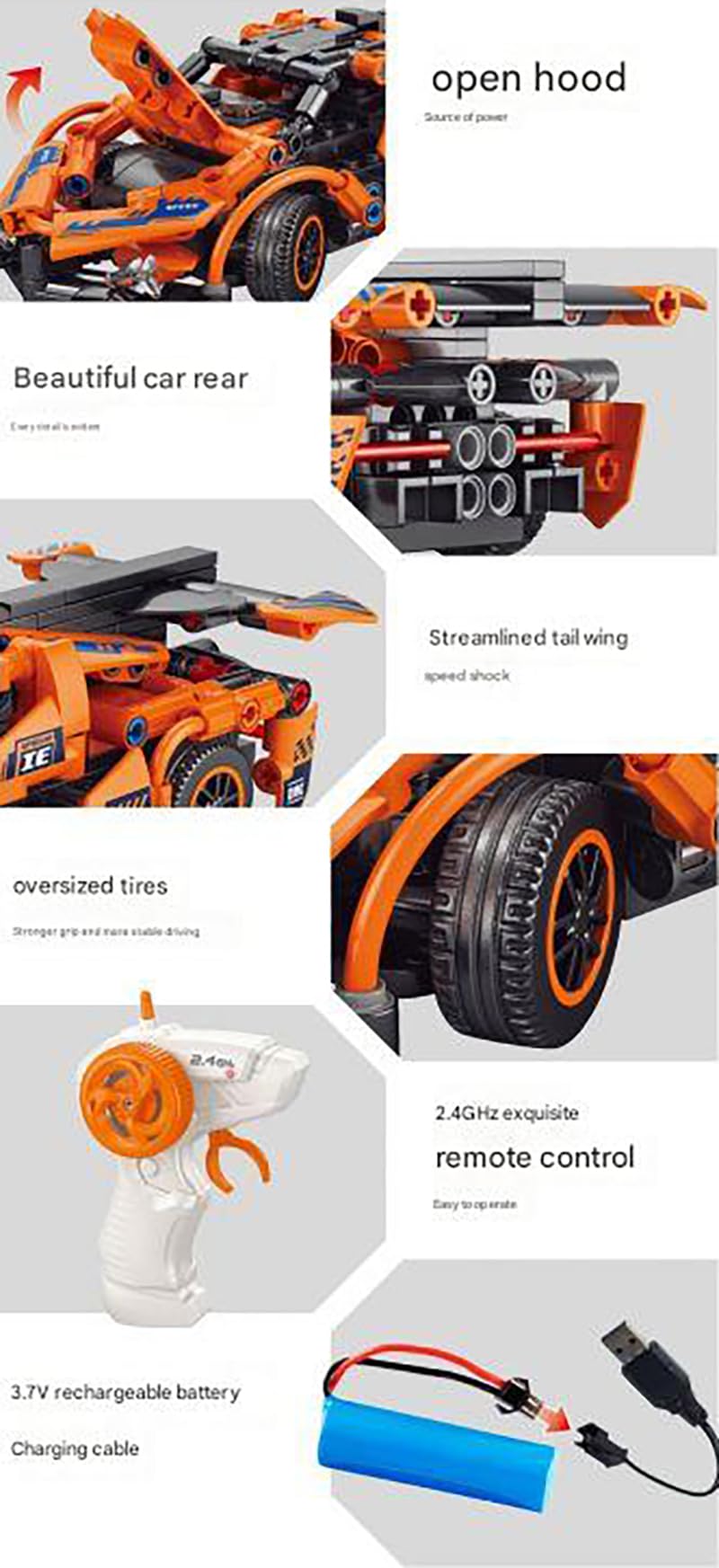 Magicwand® DIY R/C Rechargeable Sportz Building Blocks Car with Remote【319 Pcs】 2