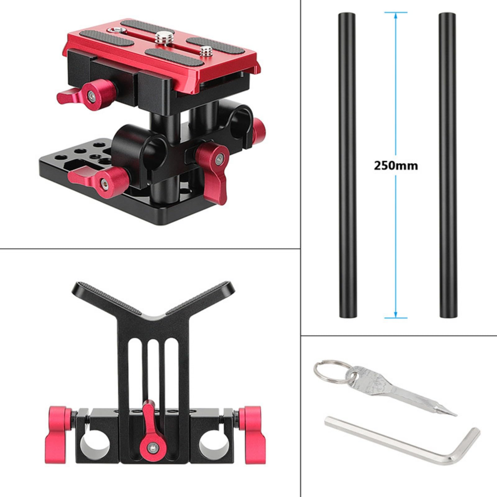 DSLR - Supporto a spalla per obiettivo a sgancio rapido, supporto per treppiede da 1/4 3/8 a vite per fotocamere DSLR