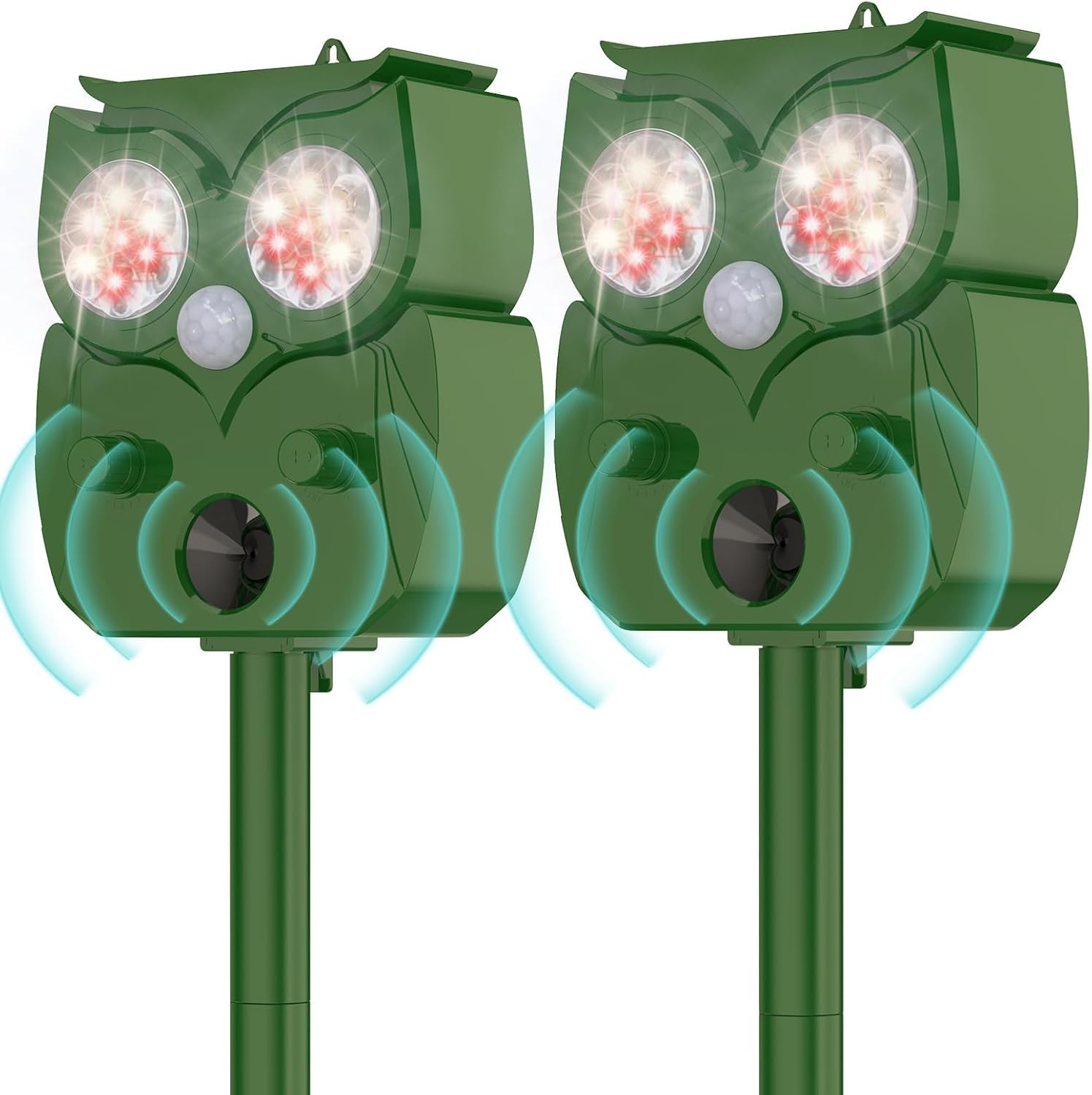 Solar Ultrasonic Animal Repellent Outdoor 2PCS, Cat Squirrel Deer Repellent Devices with Waterproof Animal Deterrent for Garden Yard Farm