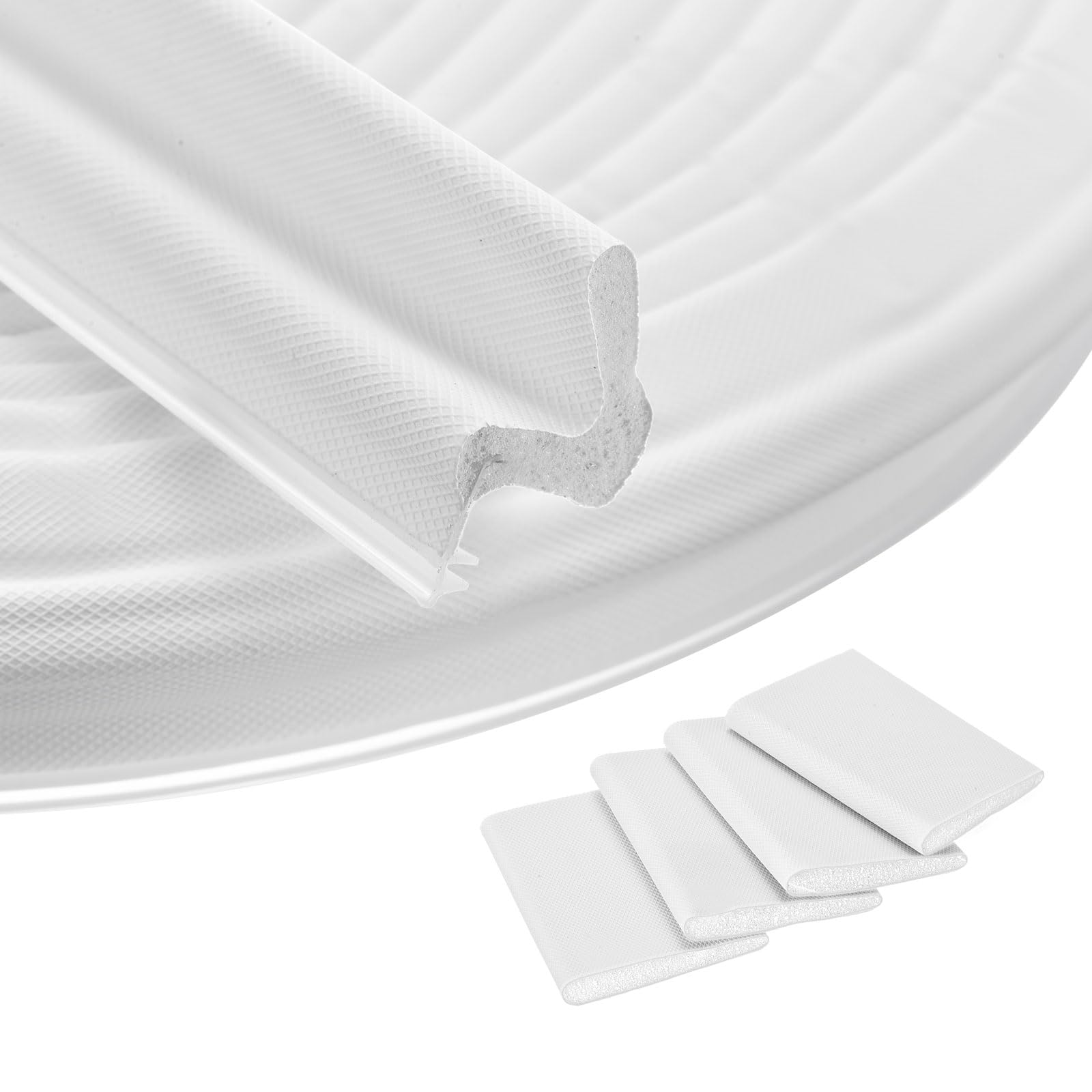 sourcing map Door Weather Stripping, 19.69 ft V-Shaped Kerf Front Exterior Door Frame Weather Stripping with 4 Corner Seals for Soundproof Entry Interior Frame Window Gap Filler, White