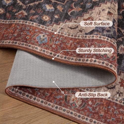 Image of Tangsoo 2.6x8 Washable Runner Rug for Hallways, Non Slip Vintage Runners