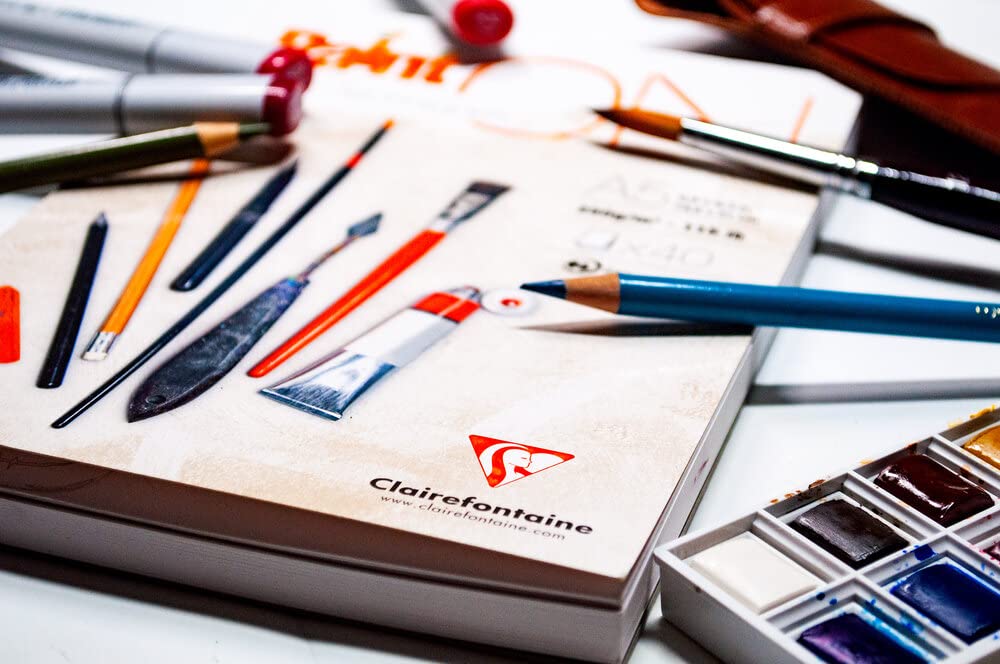 Clairefontaine 96536C Blocco collato PaintON multi-tecnica - 40 fogli carta da disegno multi-tecnica Grana molto leggera - Bianca - A3 29,7x42 cm 250g