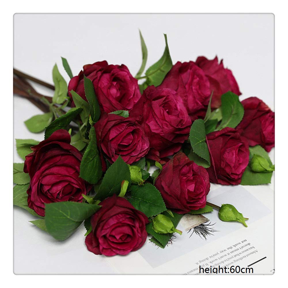 Artificielle Rose Fleur Simulation Bouquet en Plastique Faux Fleur Ensemble Décoration Intérieure Salon Chambre Décor À La Maison Floral 60cm