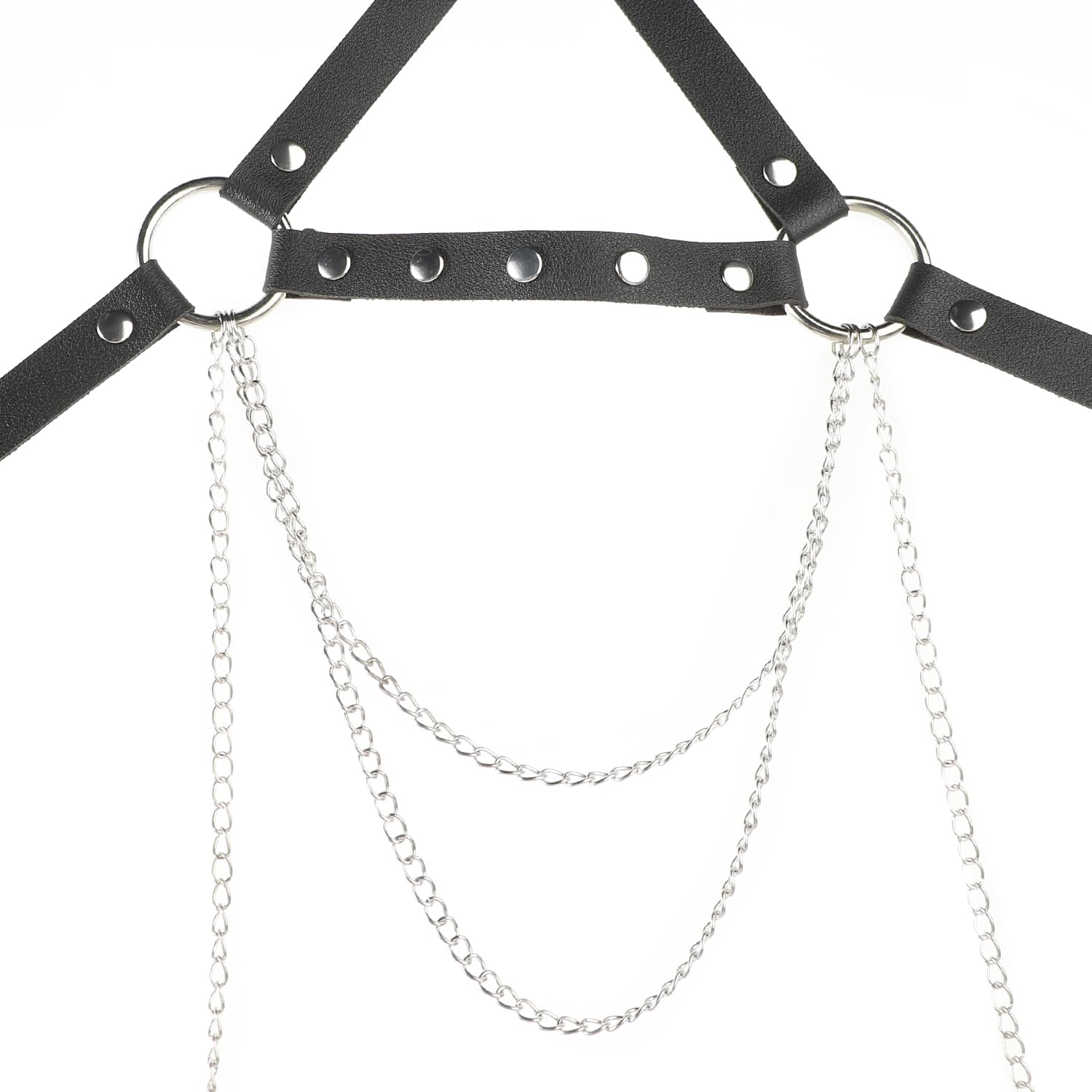 ITODA Harnais de Poitrine Punk en Cuir pour Femme Chaîne de Corps Gothique Sexy Harnais de Chaîne Réglable pour Tenue Rave Punk Corps Ceinture pour Soirée Clubbing Fête Hallowee Cosplay Jouet d’Amour