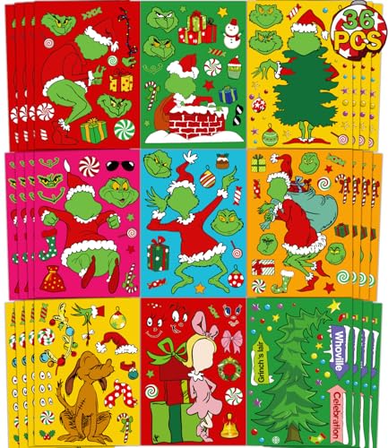 36 PCS Christmas Make Your Own Stickers for Craft Party Games & Decorations