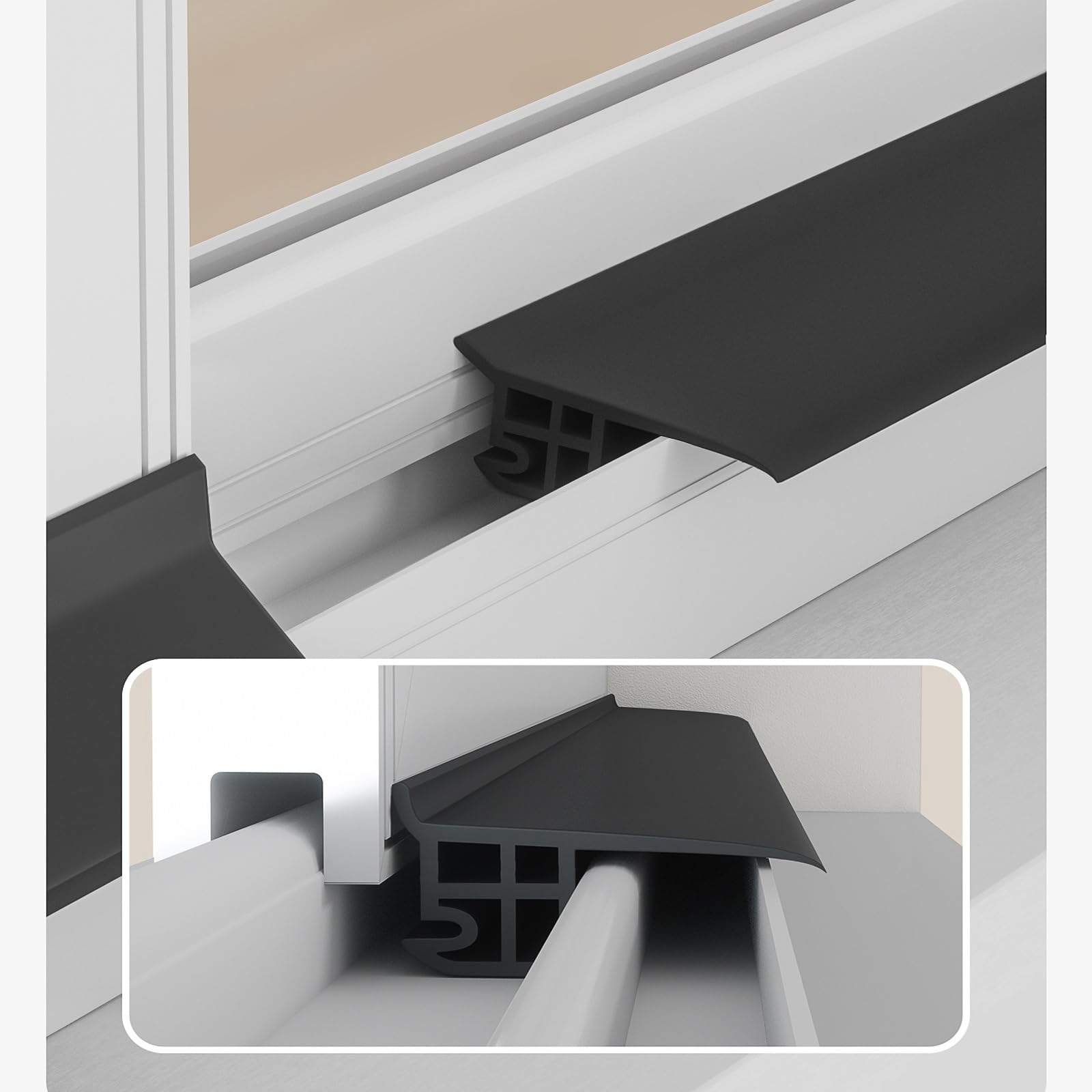 Tira Deflectora de Lluvia Puerta de for Ventanas Barra de Goma Autoadhesiva Impermeable para Ventanas Corredizas y Abatibles, Goma Flexible, Ancho de Ranura de 18 mm(2m)