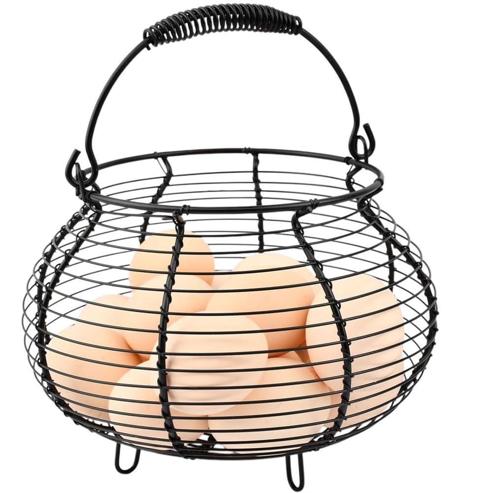 CTRLZS Chicken Wire Egg Basket for Gathering Eggs,Vintage Chicken Egg Collecting-Basket with Handle for Easter Christmas