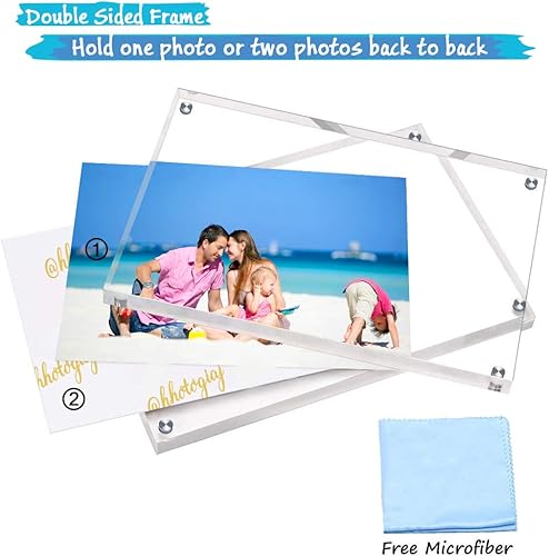 Miniatura 5 de Marcos de fotos de acrílico transparente de 5 x 7 pulgadas, marcos magnéticos con caja de regalo, marcos de fotos acrílicos de doble cara para