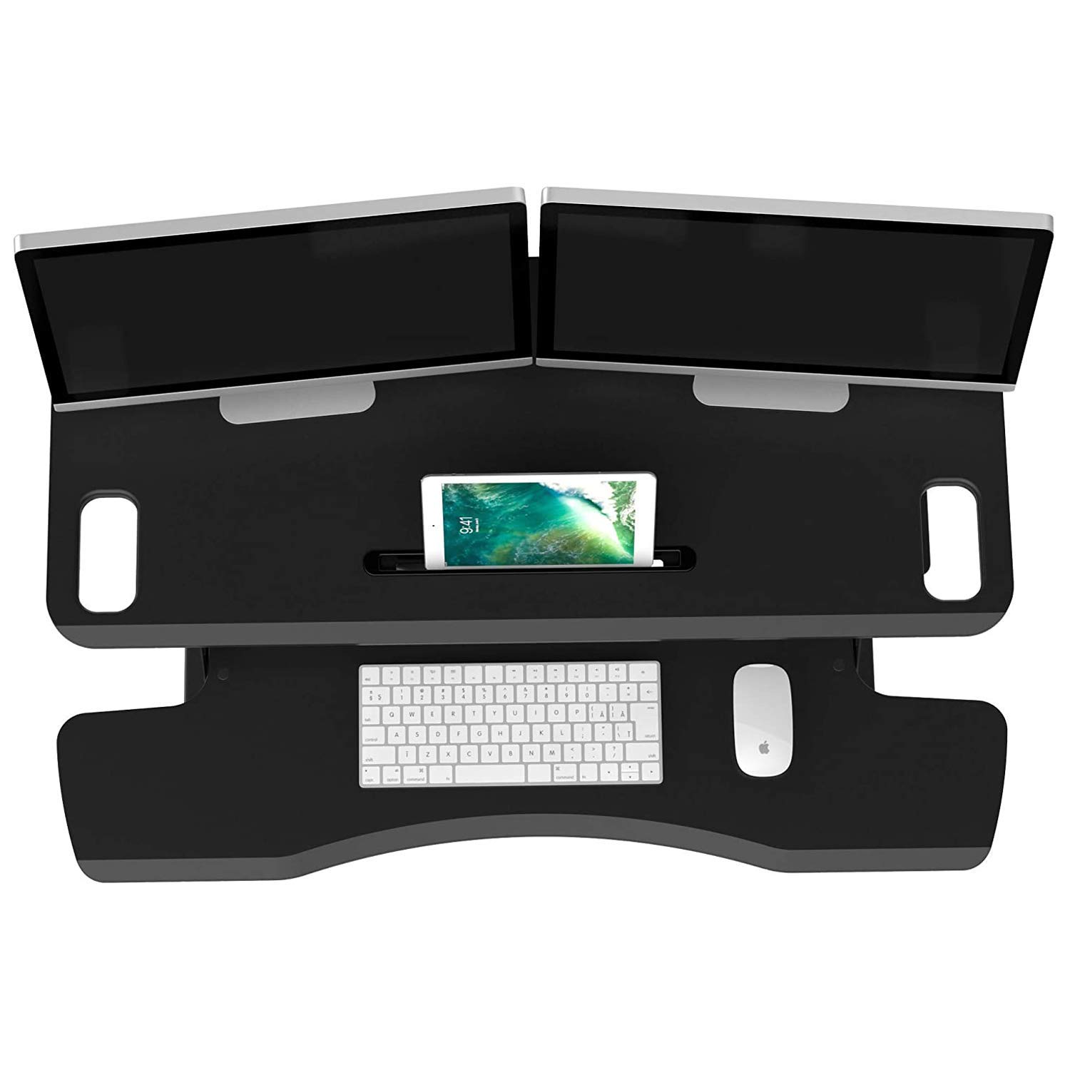 bonVIVO Scrivania Regolabile Altezza Sit Stand per PC e Ufficio | Postazione ergonomica per alternare lavoro seduto e in piedi. Ideale per casa, studio e ufficio.