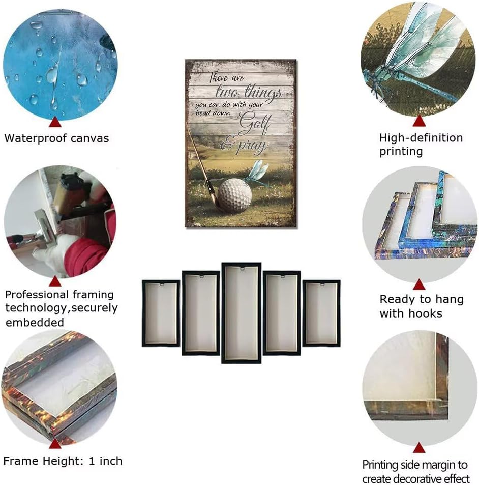 Golf Canvas Wall Art Christian Golf Print Painting Golf Sports Fan Picture Golf Poster Framed Modern Artwork for Living Room Office Club Home Decorations Ready to Hang (12 x 16 inch) - Image 6