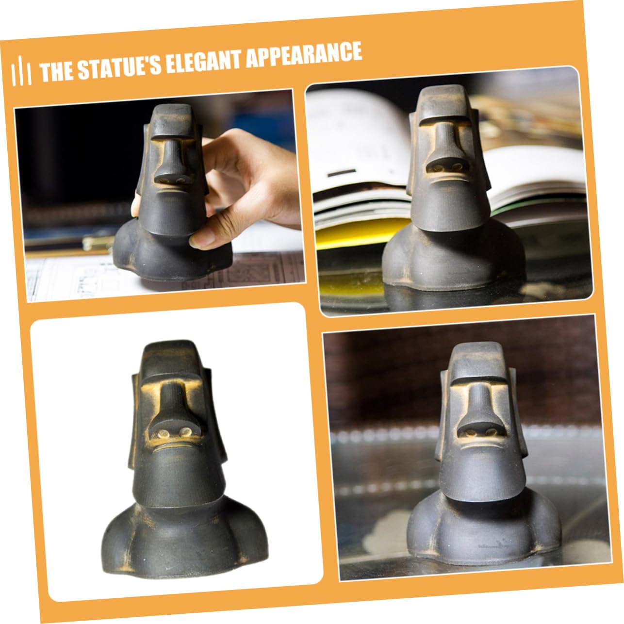 ULTECHNOVO Easter Island Moai Statue Figurina Decor in Miniatura Moai Scultura Resina Decorazione in Pietra Decorativa Scultura Mini Moai Figurina Per Casa Da Giardino Poarty