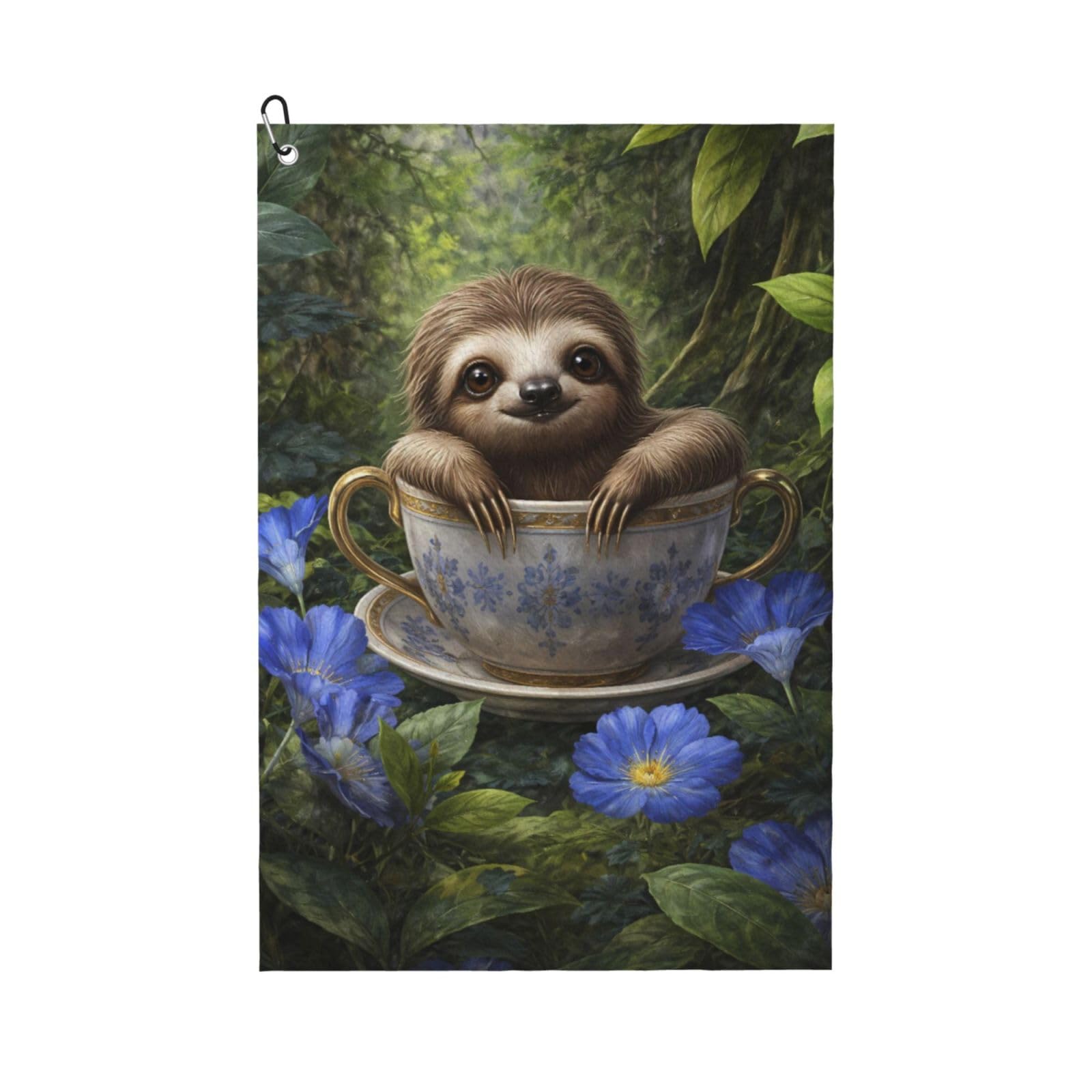 Oudrspo Elegant and Lovely Little Sloth Multi-Functional Golf Towel | Absorbent Quick Drying 16x24in