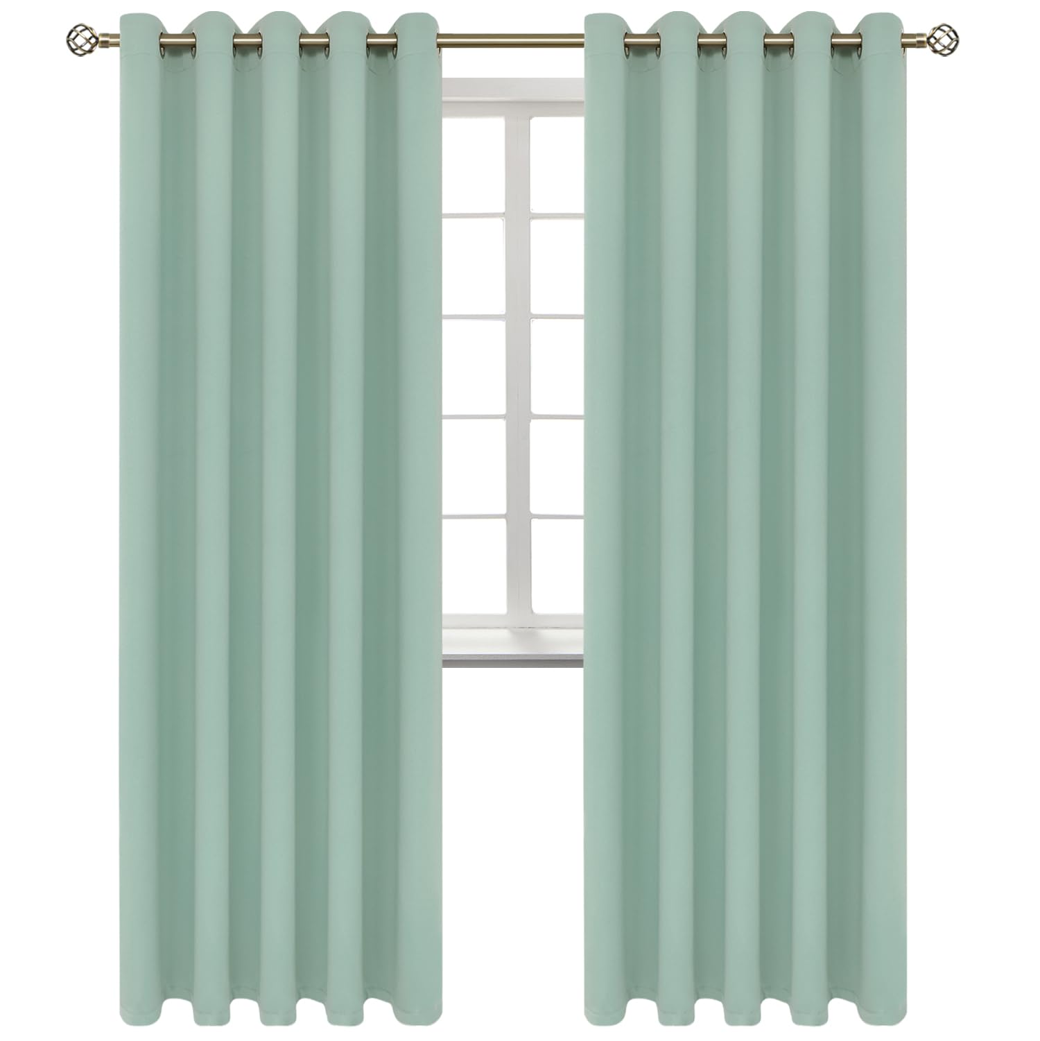 BGment Frosty Green Room Darkening Curtains 84 Inch Long - 2 Panels