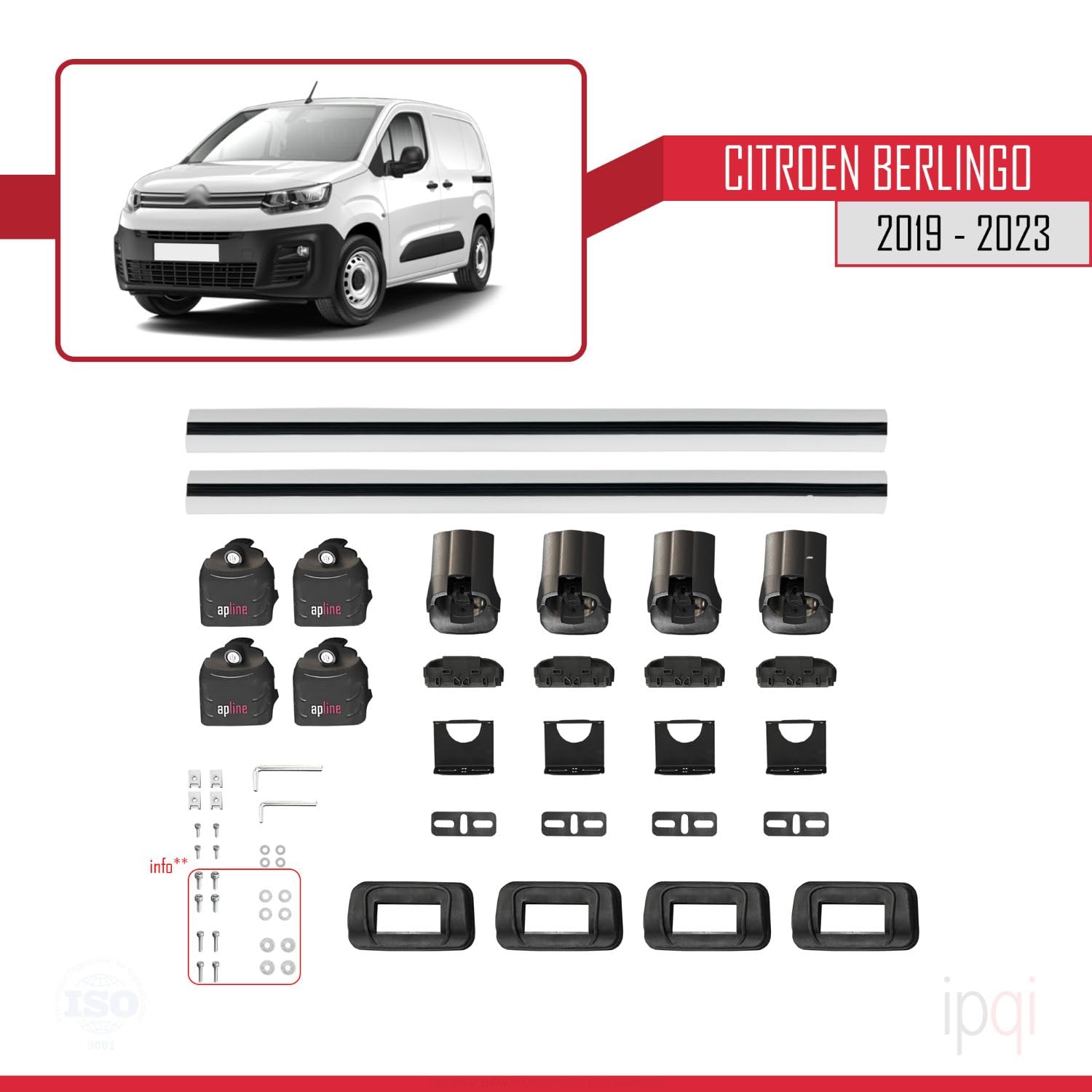 Compatible con Citroen Berlingo 2019-2023 Ace-3 Barras de Techo Auto Portaequipajes Barras Transversales Gris Aluminio 2 Barras