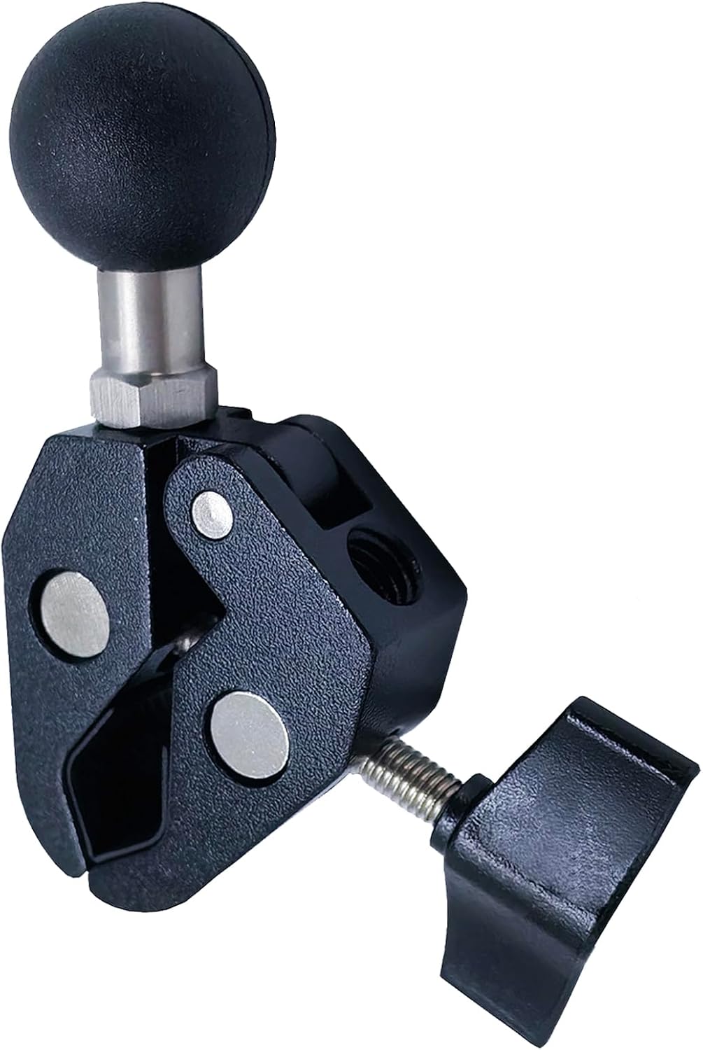 1.5" Ball Clamp Mount Base Aluminum Alloy with Claw, Fit Handlebar Rail 0.5" to 2" Diameter, Compatible with RAM Mounts 1.5 inch Ball Double Socket Arm for Bike Phone Holder, Black 1