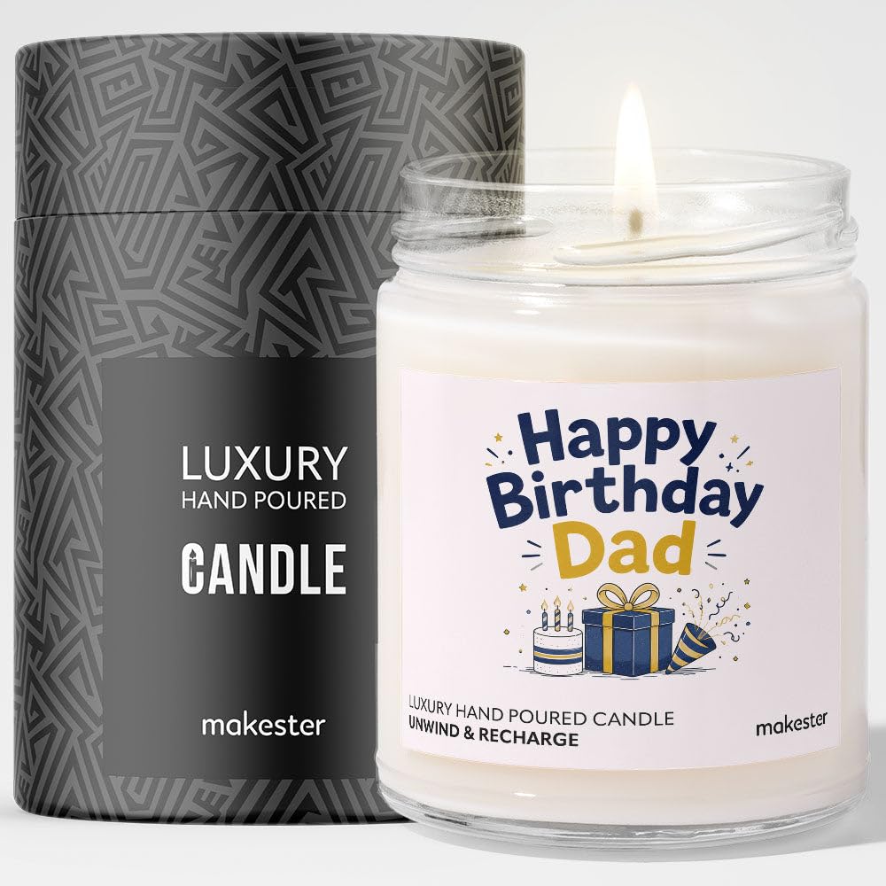 Birthday Gift for Dad - Luxury Soy Wax Candle - Vanilla, Jasmine, Sugared Almond - Makester — image 1