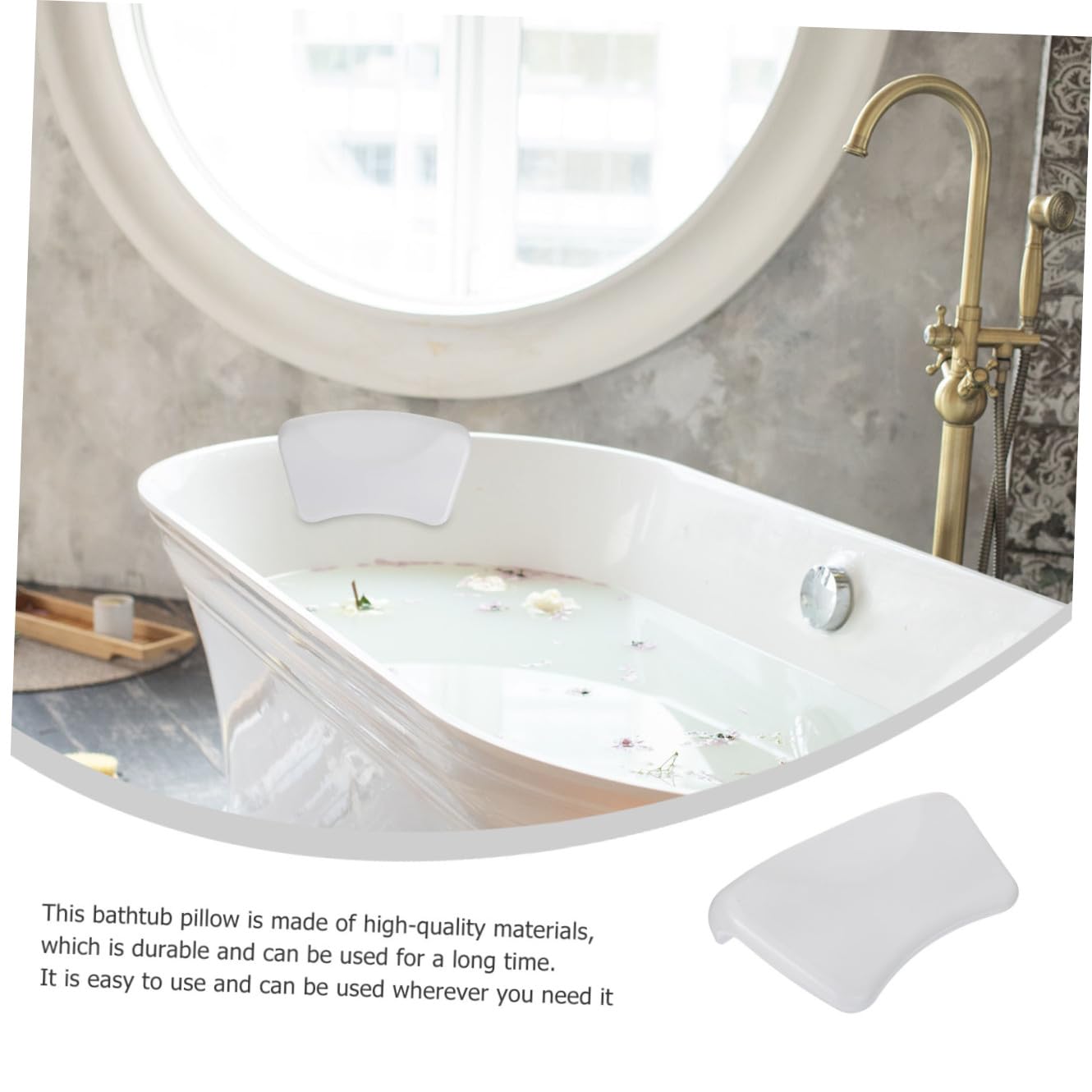 GALPADA Cuscino da Vasca da Bagno in Pu Bianco Ventosa, Resistente e Morbido, Accessorio per Bagno per Famiglie e Saloni di Bellezza