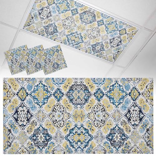 Jnbasdffb Boho Etnic Fluorescent Light Covers, 4x2 Feet Magnetic Light