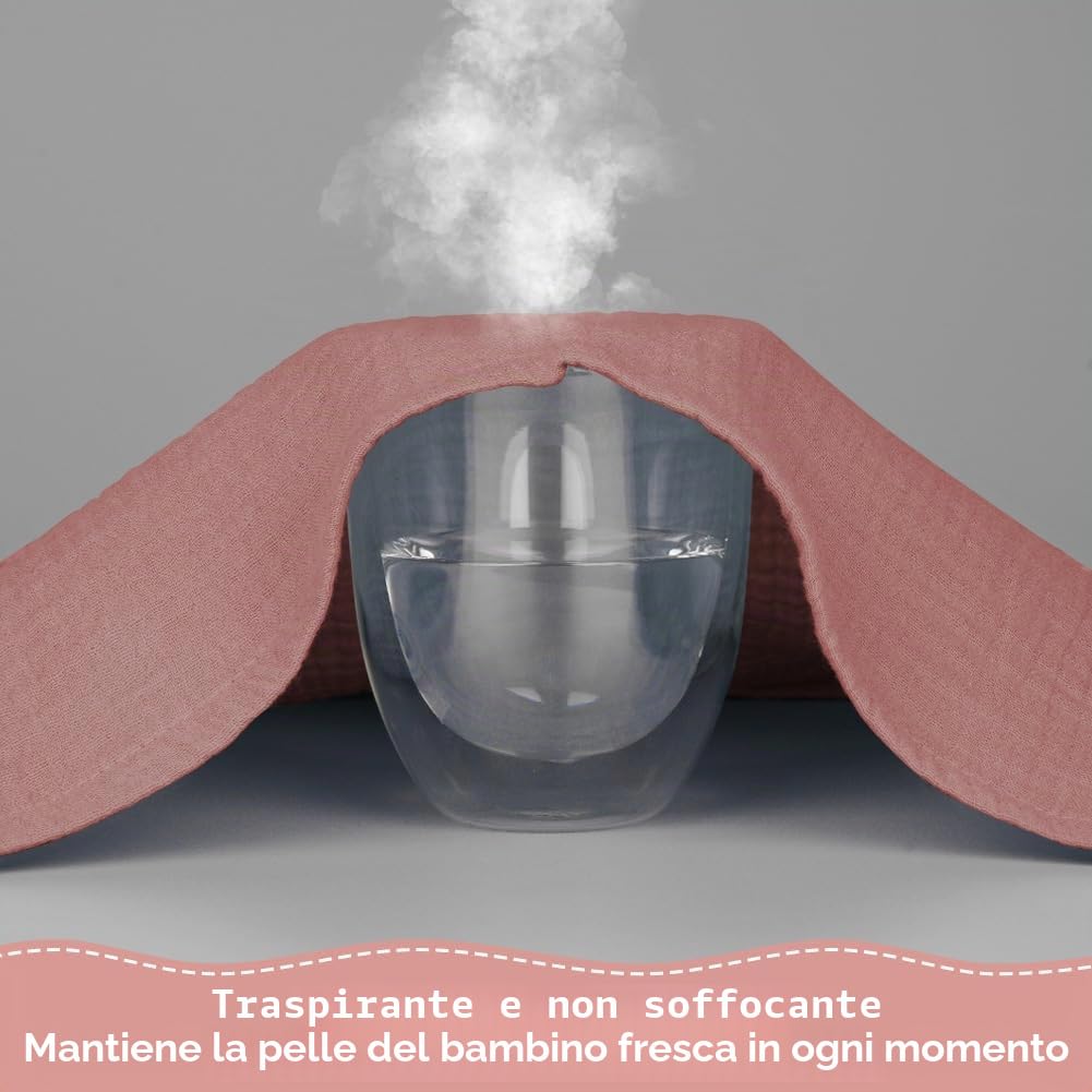 Mussole Neonato 30x30cm Cotone 4 Strati 6 Pezzi Aolso