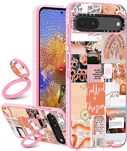 Toycamp for Pixel 6A Case - with Ring Holder Cute Aesthetic Vintage Classic Print Cover for Women Girls Boys Teens Retro Collage Art Design Shockproof Protective Phone Cases for Google Pixel 6A 6.1'