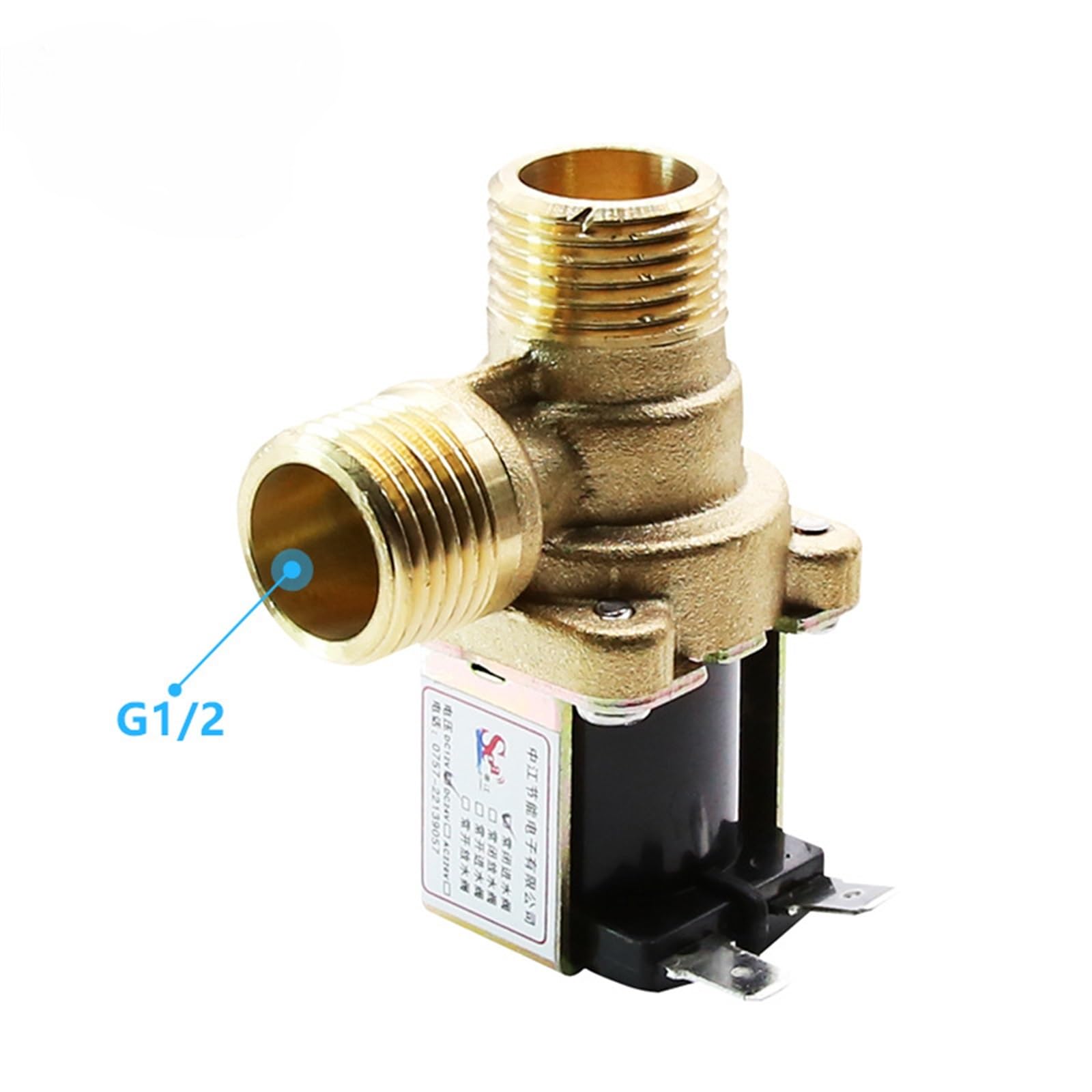 Mosiężny elektryczny zawór elektromagnetyczny 220V DC 12 V 24V DN15 G1/2, normalnie zamknięty przełącznik wlotu wody z 1-częściowym filtrem (220 V - normalnie zamknięty)
